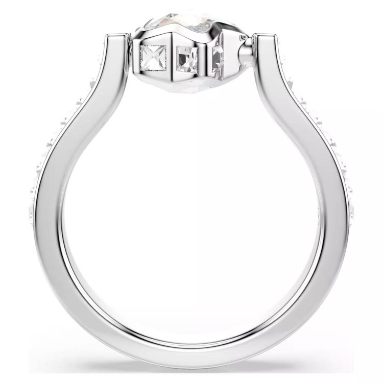 Chroma ring Mixed cuts, Star, White, Rhodium plated